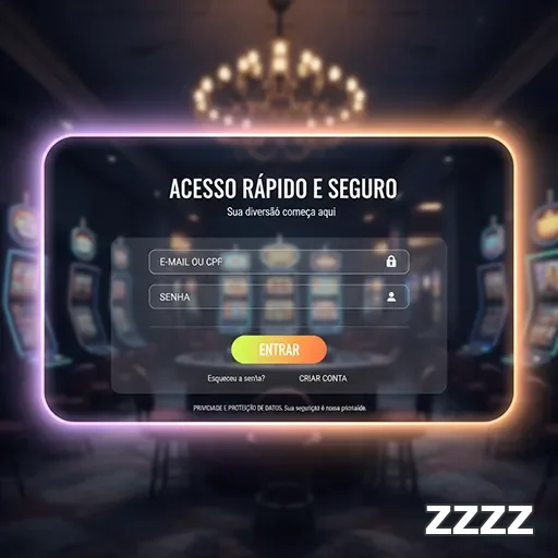 Tela de acesso ao site zzzz com jogos de slot ao fundo