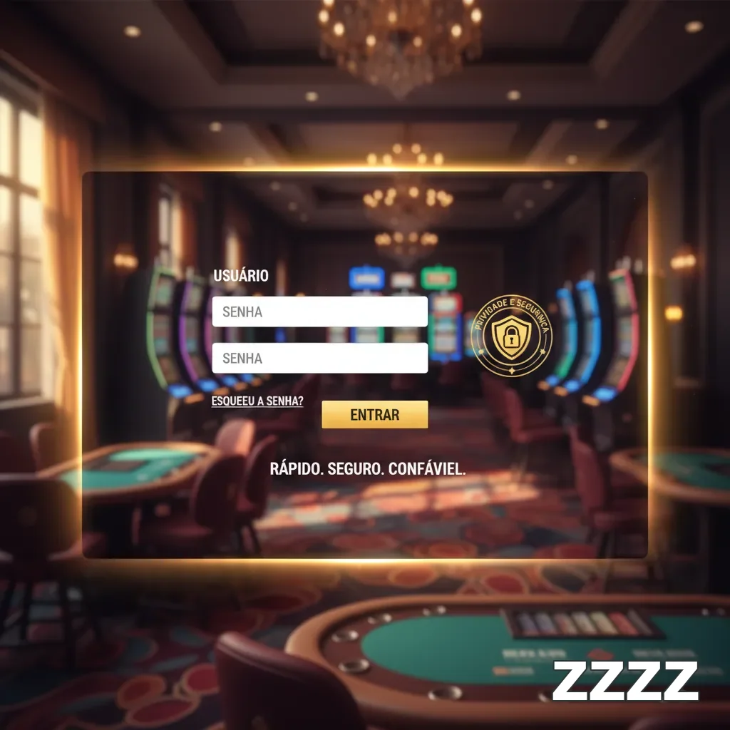 Tela de login do aplicativo cassino zzzz com segurança visível.
