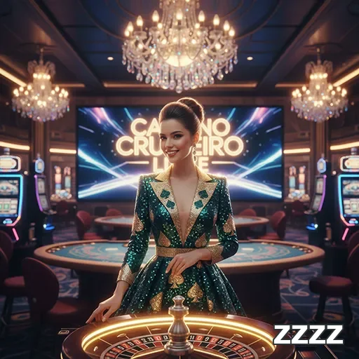 Imagem de uma croupier no cassino ao vivo da zzzz.
