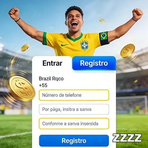 Interface de registro da zzzz com jogador celebrando.