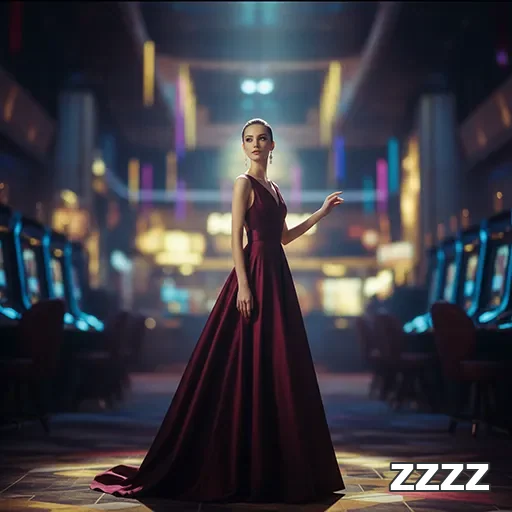 Jogadora elegante em cassino do zzzz com máquinas de slot.