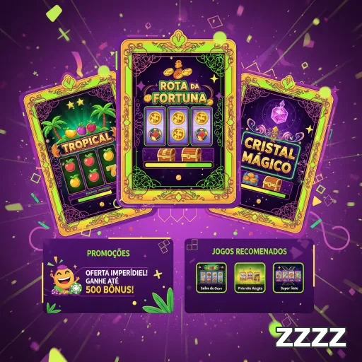 Cartas de jogos de slot na plataforma zzzz destacando promoções.